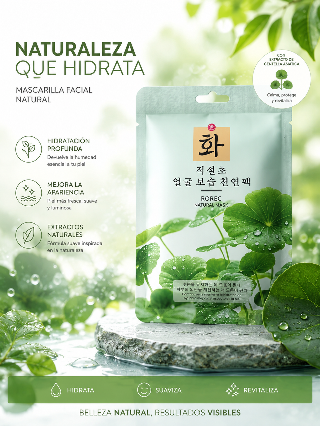 MASCARILLA FACIAL HIDRATANTE CON CENTELLA ASIATICA