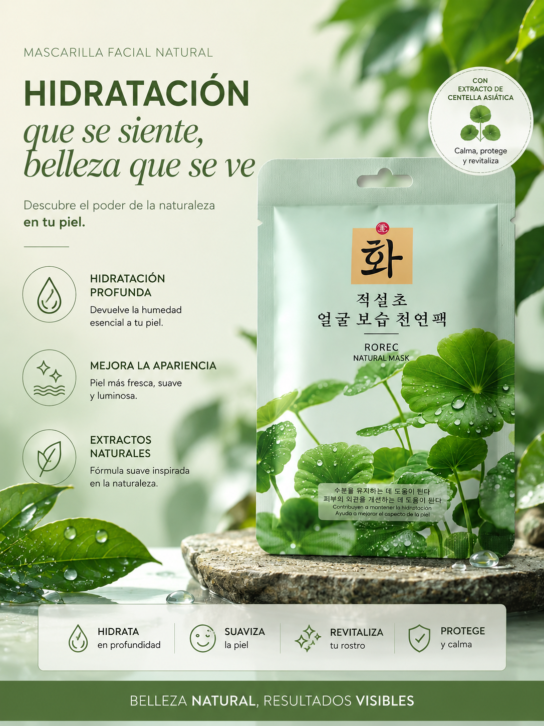 MASCARILLA FACIAL HIDRATANTE CON CENTELLA ASIATICA